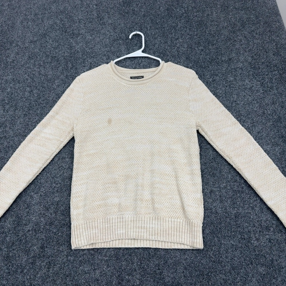 Abercrombie & Fitch Sweater Mens XS Beige Cotton Blend Knit Crewneck Casual
